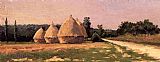 Gustave Caillebotte Famous Paintings - Landscape with Haystacks
